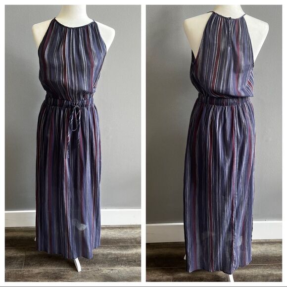 Universal Thread Women Striped Sleeveless Maxi Size Small Navy Blue - Picture 4 of 9